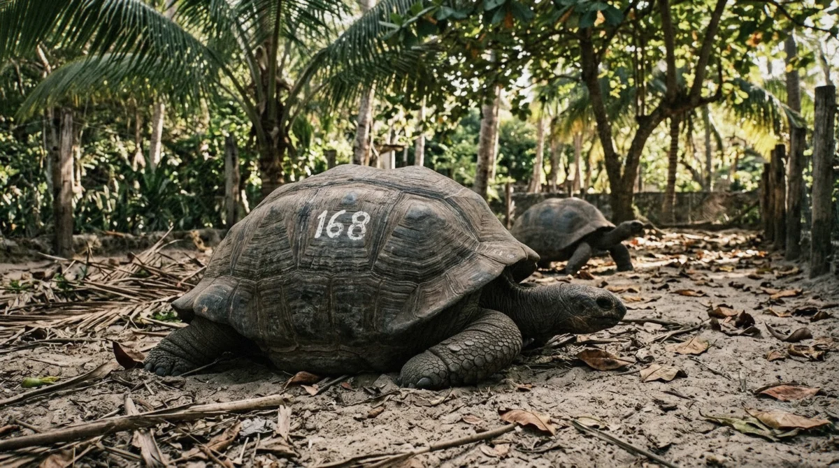 Aldabra giant tortoise in the sanctuary on Prison Island Changuu near Stone Town, Zanzibar